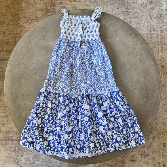 Floral Blue and White Maxi Dress size 7-8 - Picture 3 of 4